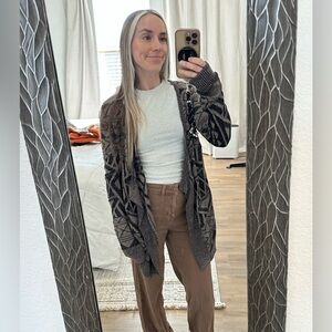 100% cotton Wild Pearl Black and brown Geometric Cardigan SIZE XS